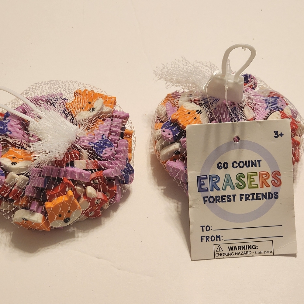 Forest Friends Mini Erasers - 60 Count Each (120 Total) Fox Moose Owl